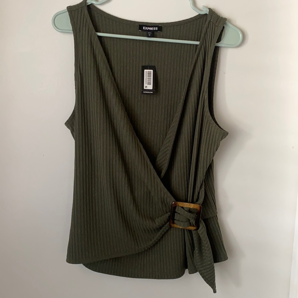 Express Ribbed Wrap Tank Large NWT